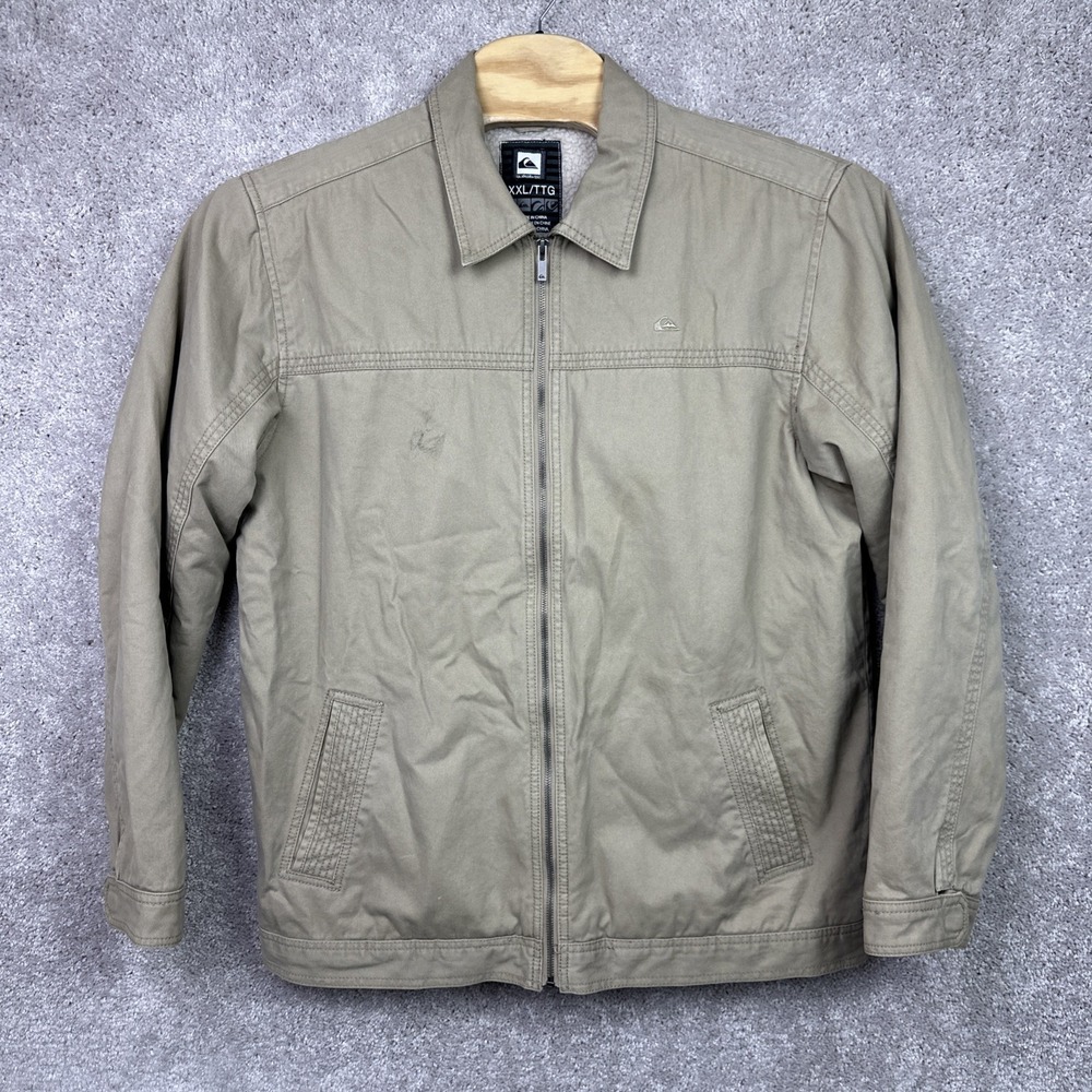 Quiksilver Mens XXL Sherpa Lined Zip Up Canvas Workwear Chore‎ Jacket